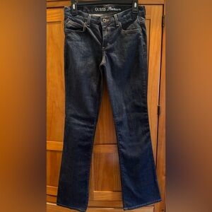 Guess Premium Y2K Size 27 “Flirt” Dark Denim Blue Jeans Slightly Flared Legs NEW